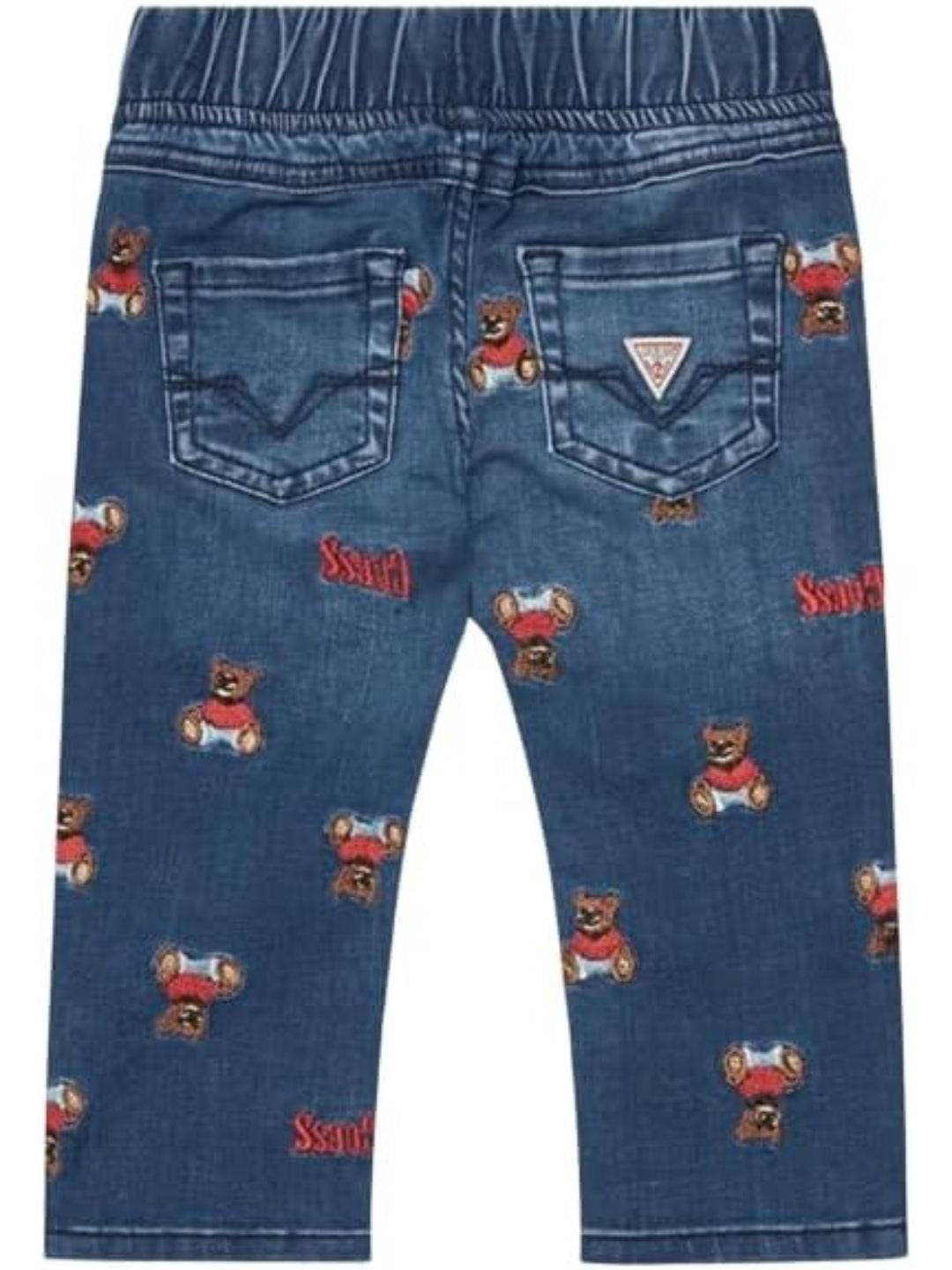 Jeans scuro da neonato con ricami orsacchiotti all over I6BA01D2212
