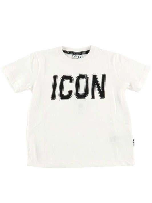 T-shirt da ragazzo in cotone con logo a contrasto IBKS001379