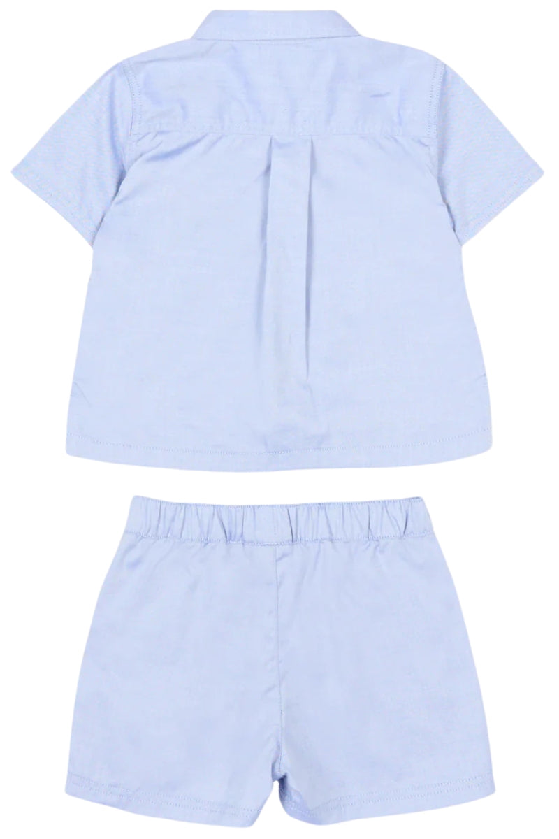 Completo due pezzi da neonato in cotone con camicia e pantaloncini J53054/813