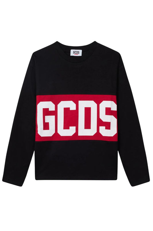 Maglia girocollo da bambino e ragazzo con maxi banda loggata a contrasto colore Z0UJQC608J105