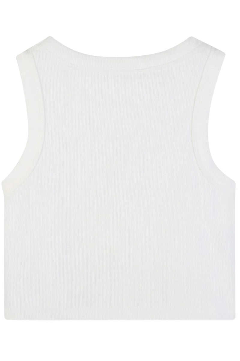Top cropped da bambina e ragazza con logo monogram ricamato in rilievo sul davanti R30609/117