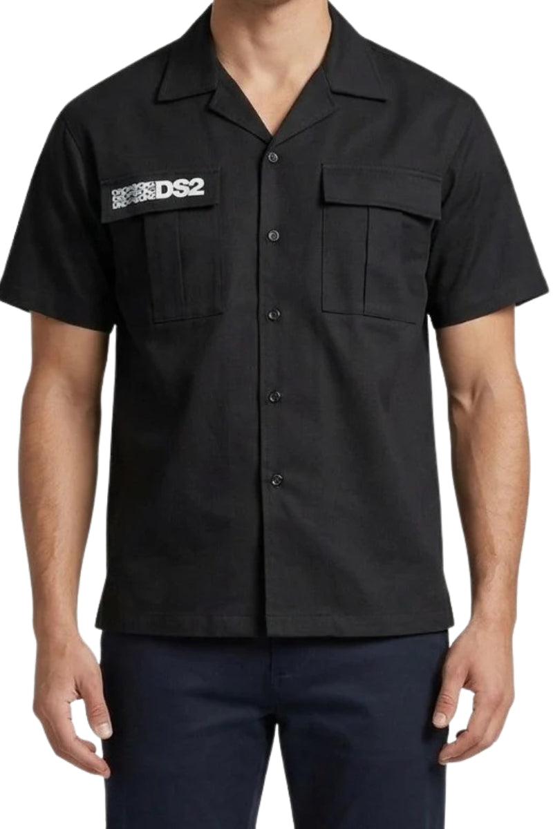 Camicia da uomo in misto cotone con tasche frontali con patta SS26217