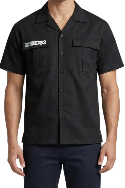 Camicia da uomo in misto cotone con tasche frontali con patta SS26217