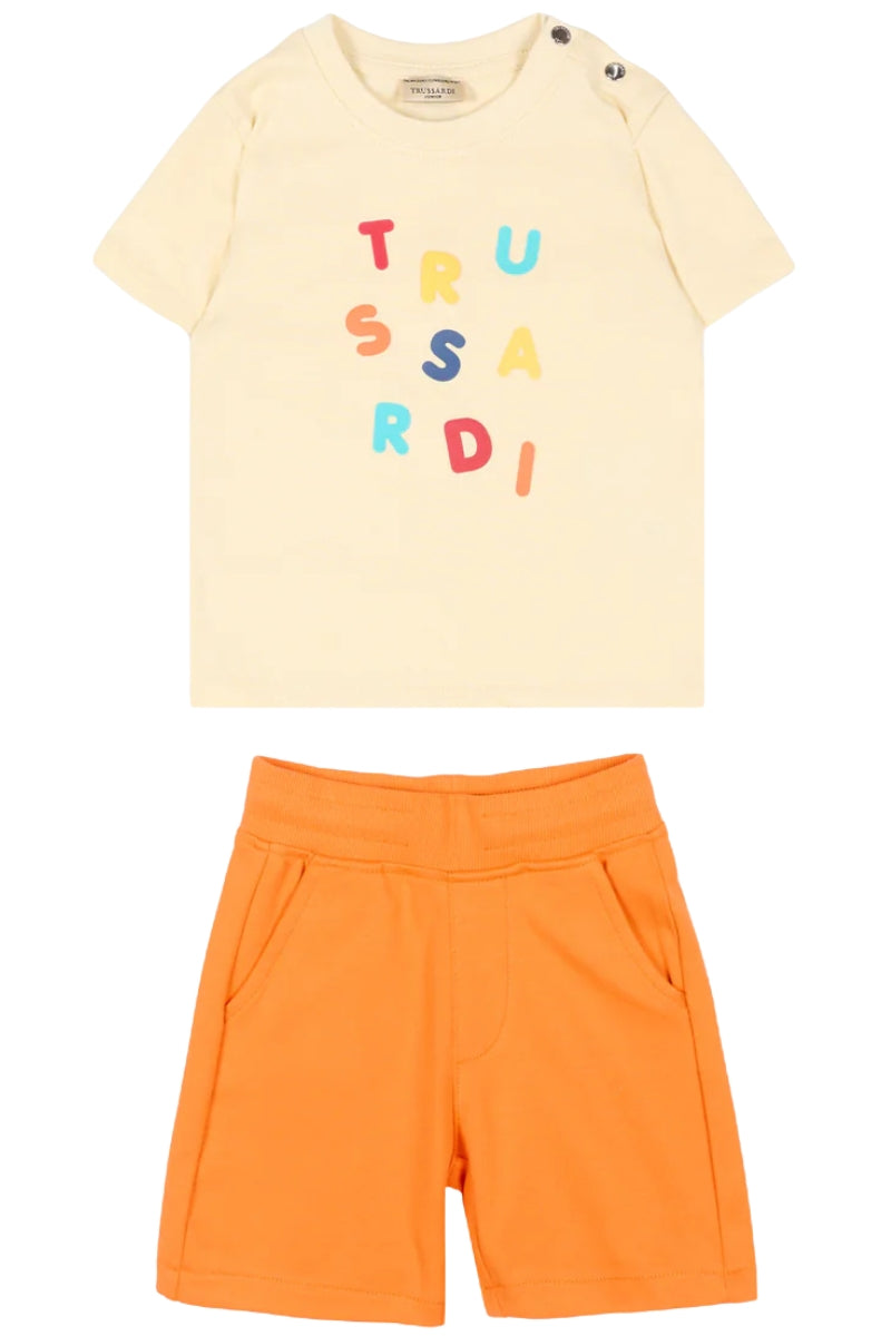 Completo da neonato e bambino due pezzi con stampa lettering multicolor TIP26070CJ