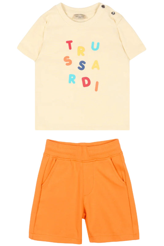 Completo da neonato e bambino due pezzi con stampa lettering multicolor TIP26070CJ