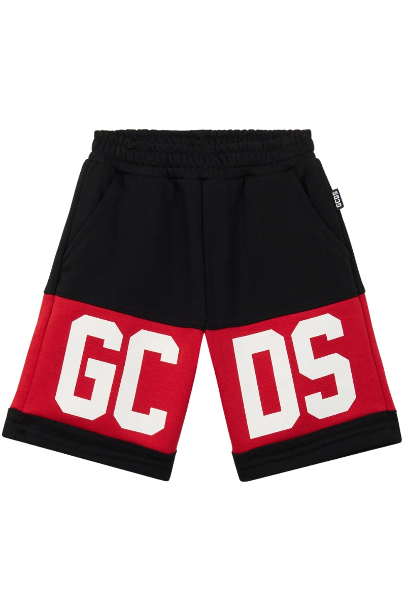 Bermuda da bambino e bambina in cotone con maxi con logo lettering a contrasto fronte e retro Z0UKQL589F004