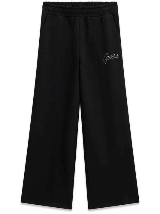 Pantaloni tuta da ragazza con logo lettering con strass J6YB02K4416