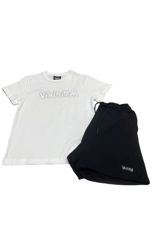 Completo da ragazza due pezzi t-shirt e bermuda con logo lettering con strass 26EDK58969