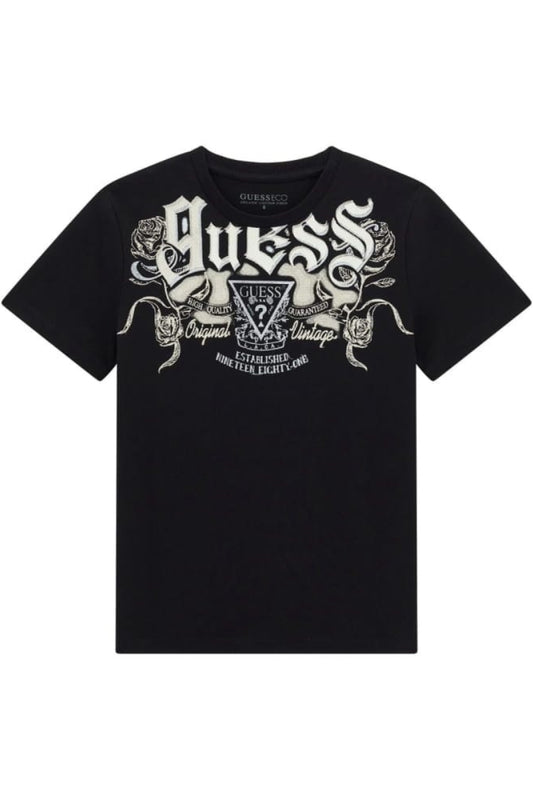 T-shirt da ragazzo con stampa a fantasia con logo stilizzato a contrasto colore L6RI21K8HM4