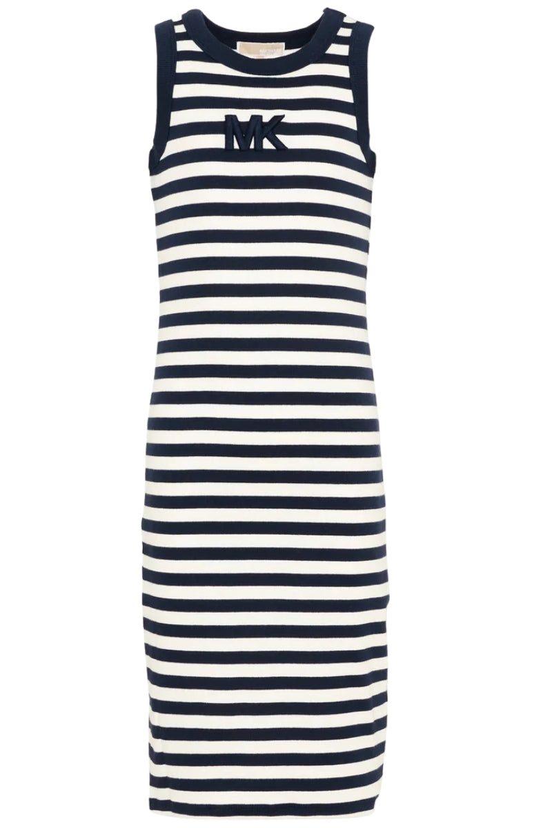 Abito da ragazza in jersey di cotone stretch a costine con motivo a righe R30640/849