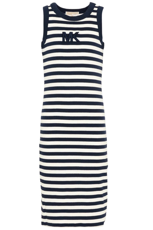 Abito da ragazza in jersey di cotone stretch a costine con motivo a righe R30640/849