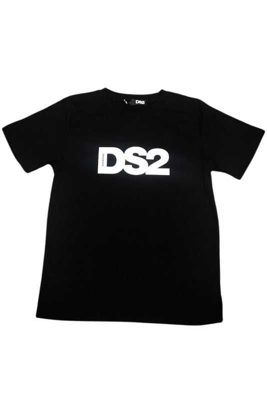 T-shirt da ragazzo in cotone con logo monogram stampato sul davanti a contrasto colore SS26K61