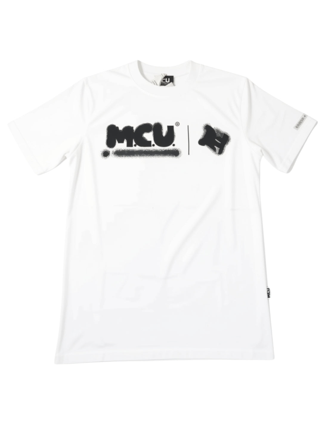 T-shirt da uomo e donna con stampa loggata effetto bomboletta spray MCU705T