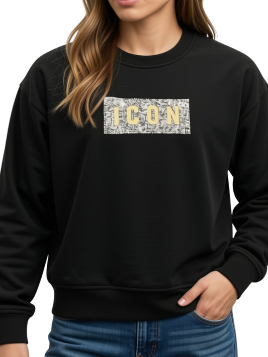 Felpa girocollo da ragazza con logo lettering con strass sul davanti IGSW001521