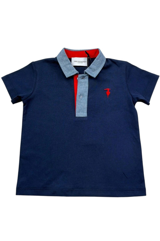 Polo da neonato e bambino in cotone con dettagli a contrasto colore in denim TIP26103PO