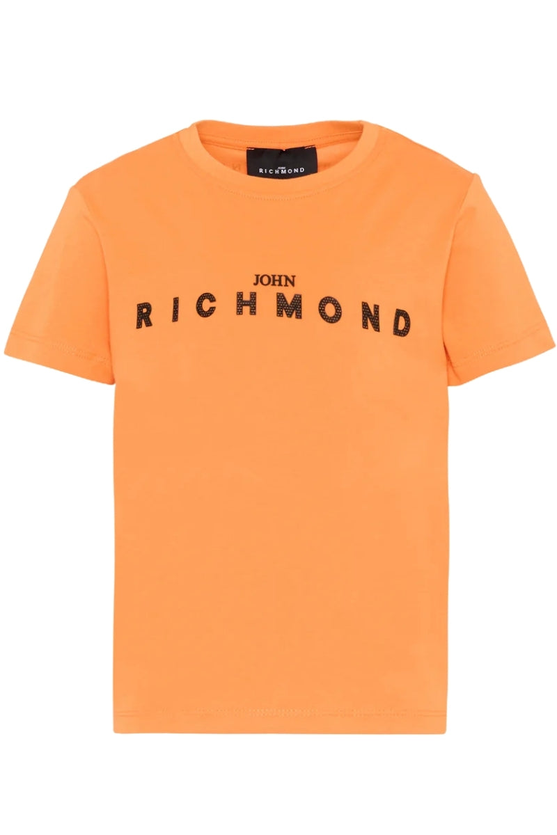 T-shirt girocollo da bambino in cotone con logo lettering a contrasto sul davanti (4 e 5 anni) RBP26008TS