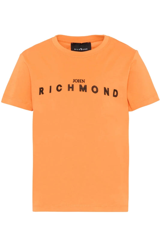 T-shirt girocollo da bambino in cotone con logo lettering a contrasto sul davanti (4 e 5 anni) RBP26008TS