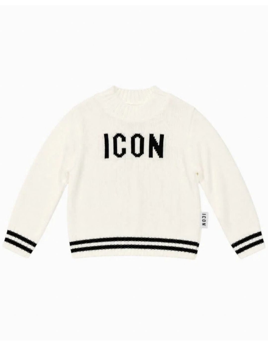 Maglione da bambino con logo e righe sul fondo a contrasto colore INBSM001516