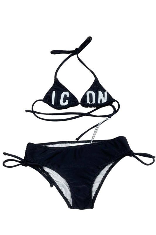Costume da bagno da ragazza bikini con logo lettering a contrasto colore IGCS001200