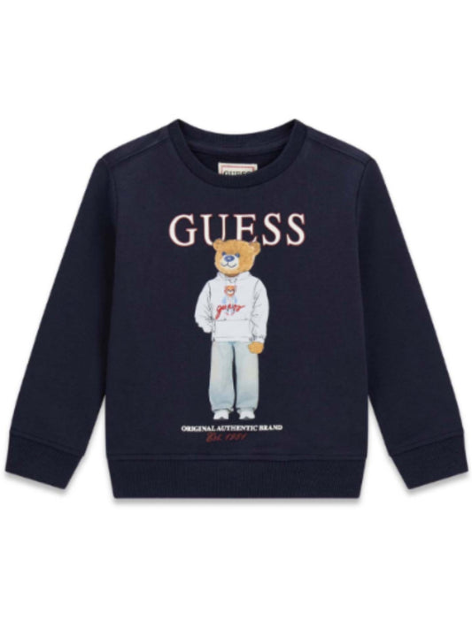 Felpa da bambino con maxi stampa con logo lettering e orsacchiotto sul davanti N6YQ05K4096