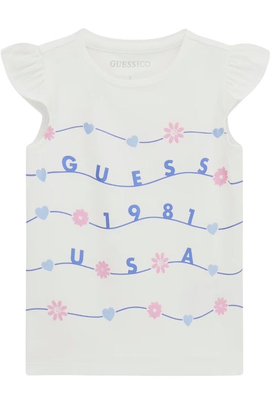 T-shirt da bambina in cotone con ruches (6 e 7 anni) K6GI01K6YW4