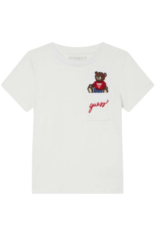 T-shirt da neonato e bambino con orsacchiotto ricamato a sinistra N6RI25I3Z14