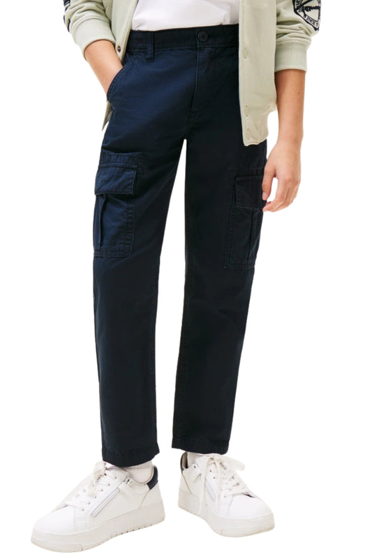 Pantaloni cargo da bambino e ragazzo con motivo a griglia testurizzata KB0KB09693C1G