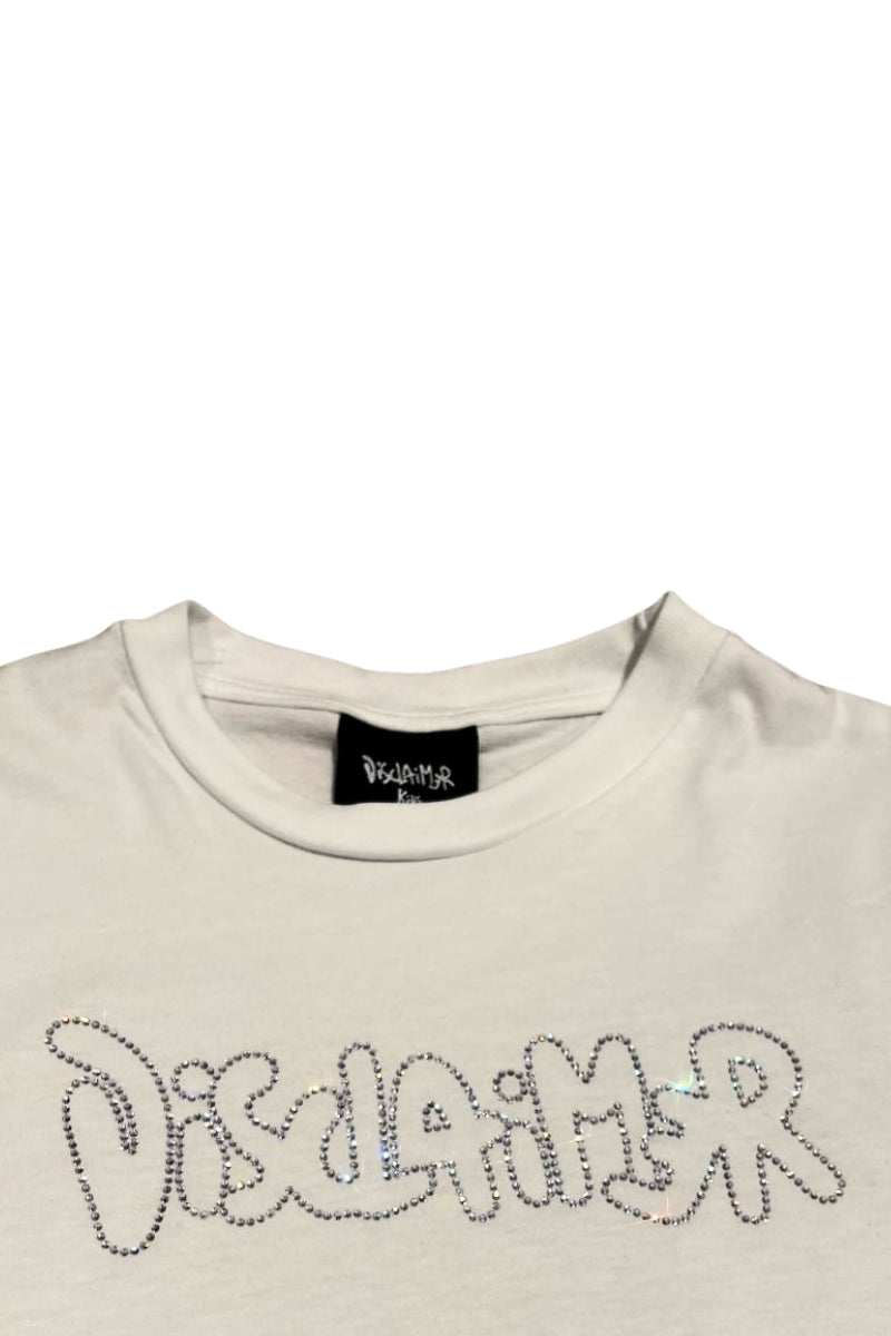 Completo da ragazza due pezzi t-shirt e bermuda con logo lettering con strass 26EDK58969
