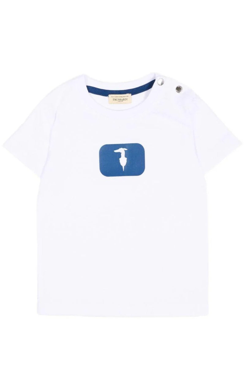 T-shirt da neonato e bambino in cotone con logo stampato a contrasto colore sul davanti TIP26093TS
