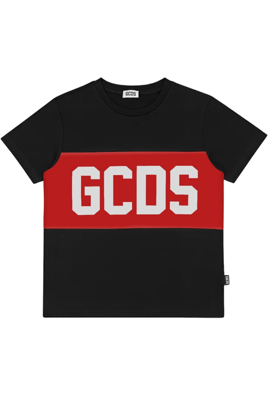 T-shirt da bambino e bambina con maxi con logo lettering a contrasto fronte e retro (6 anni) Z0UKQC585J105