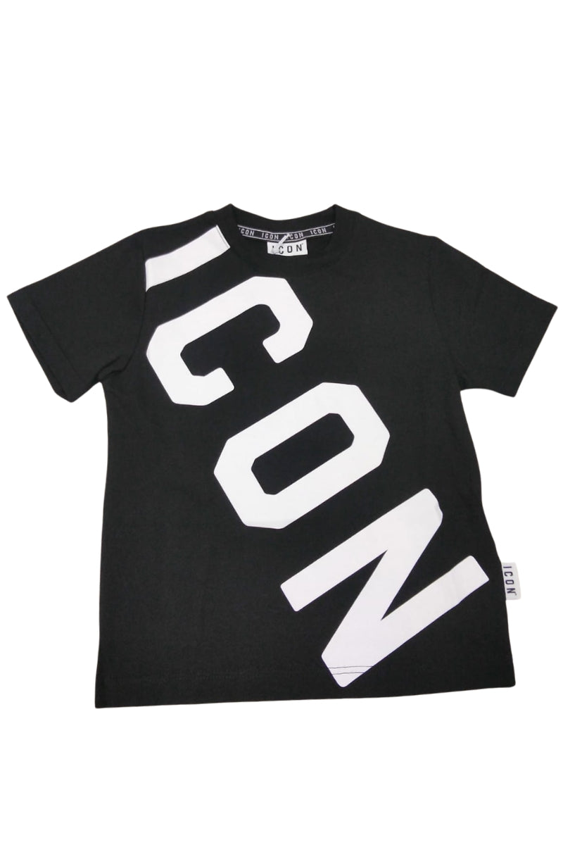 T-shirt girocollo da ragazzo con maxi logo lettering trasversale stampato sul davanti IBKS001172