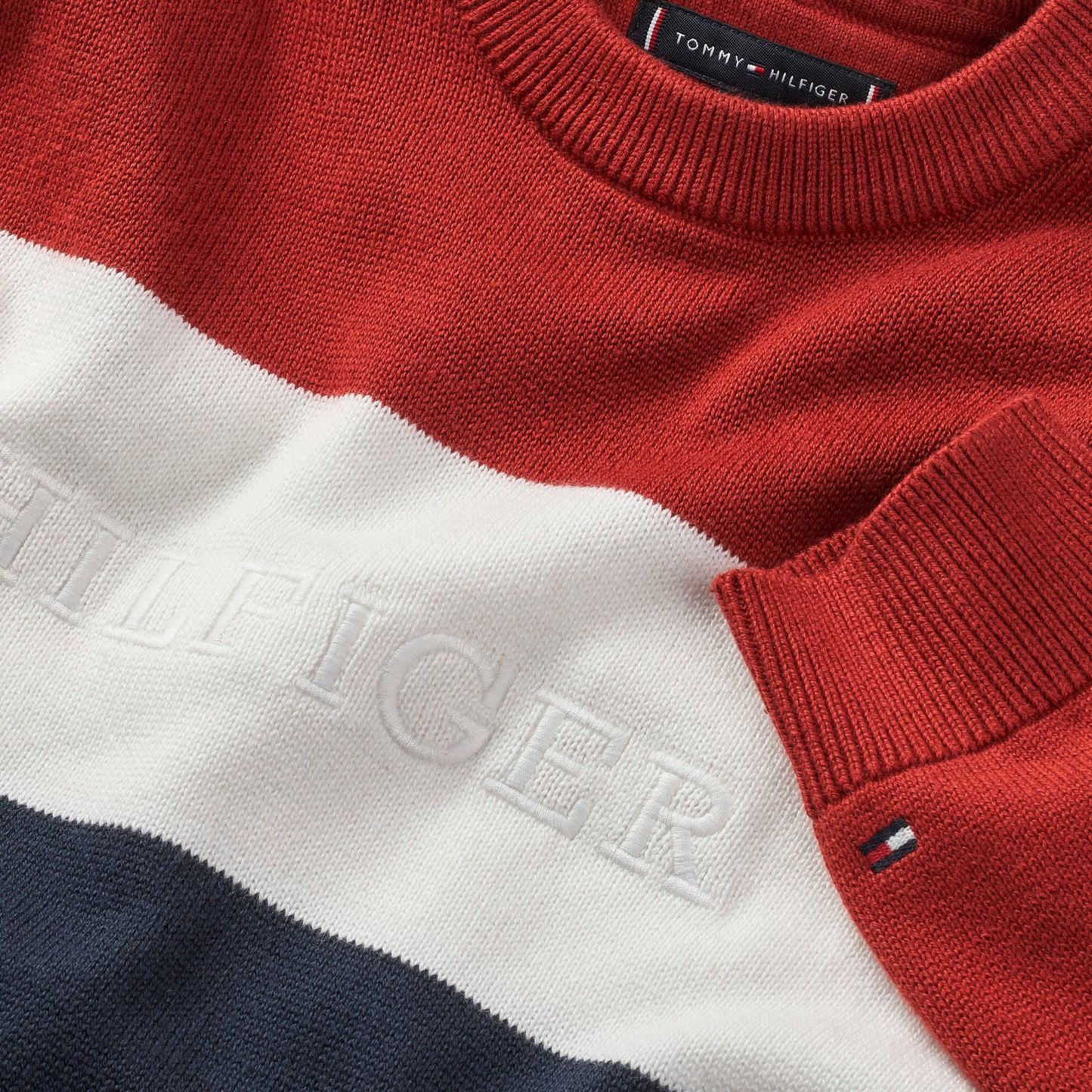 Maglione girocollo tricolor a maniche lunghe