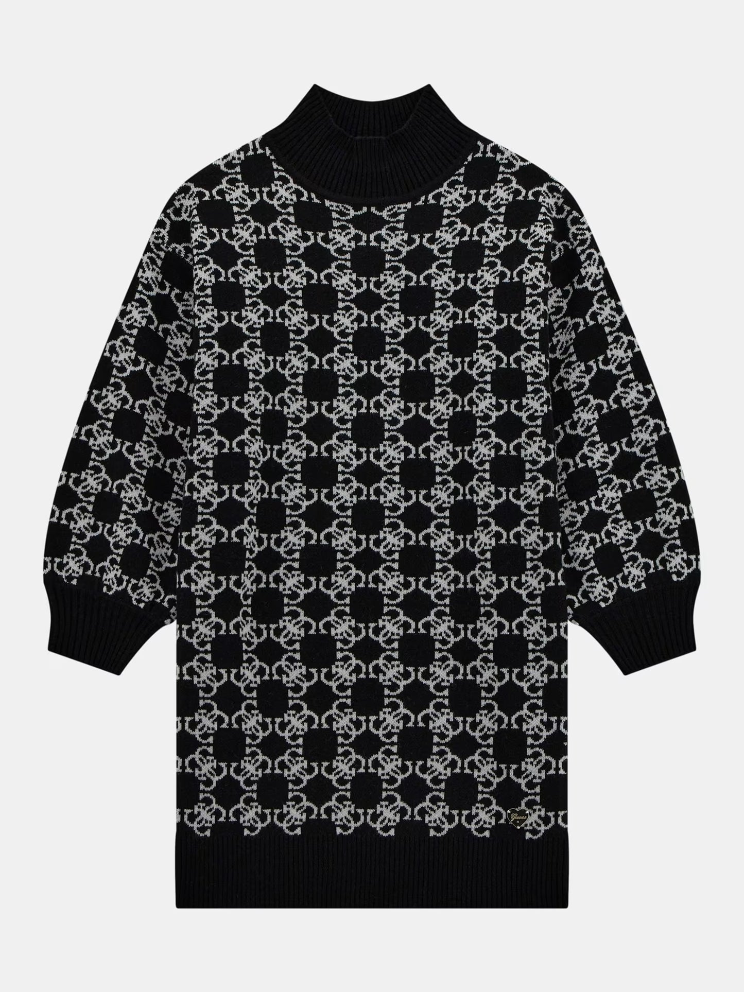 Vestito in lana da ragazza con collo alto e logo 4G all over