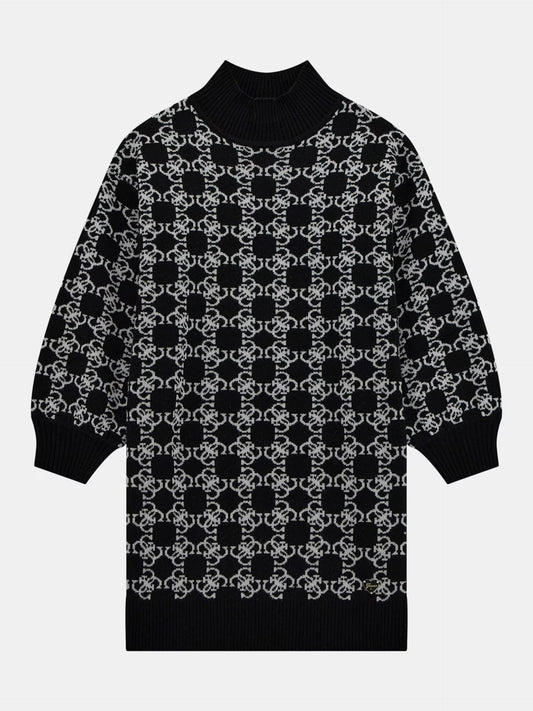 Vestito in lana da ragazza con collo alto e logo 4G all over