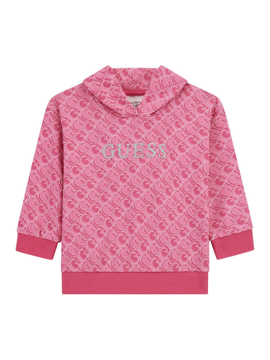 Felpa con cappuccio e pattern logo all over