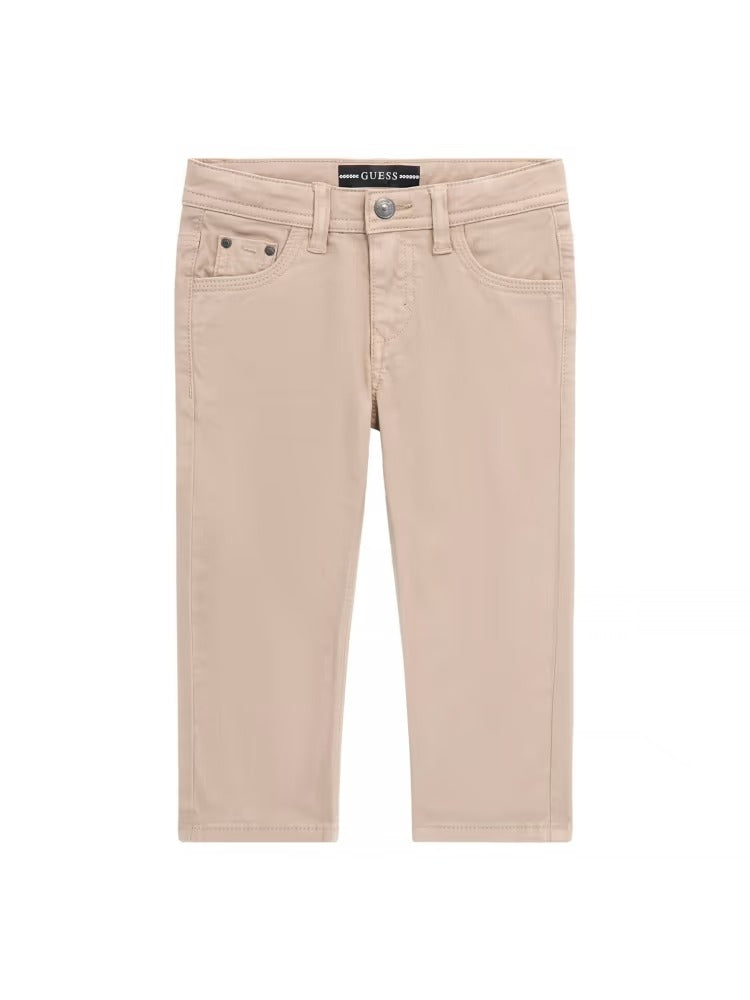 Pantaloni slim da bambino a cinque tasche con triangolo logato sul retro