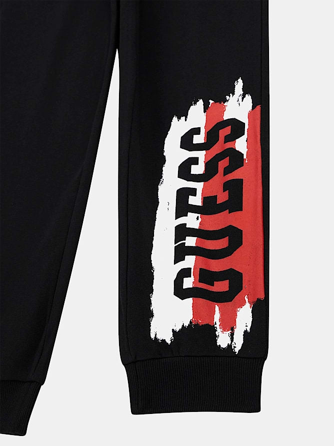 Pantaloni tuta da ragazzo con maxi logo frontale a sinistra