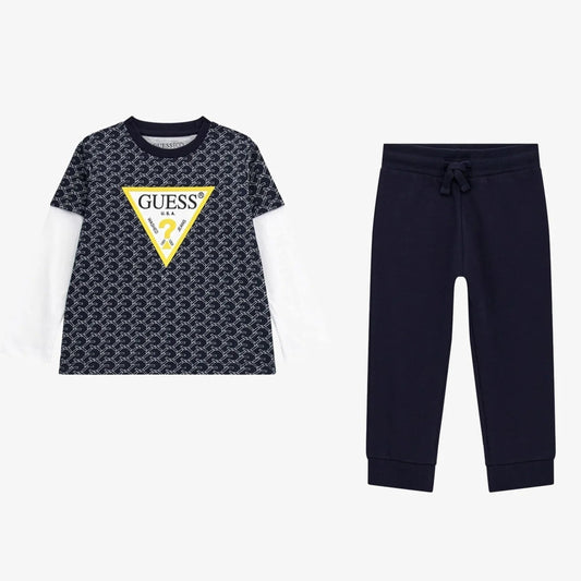 Tuta da bambino a due pezzi con maglia a fantasia