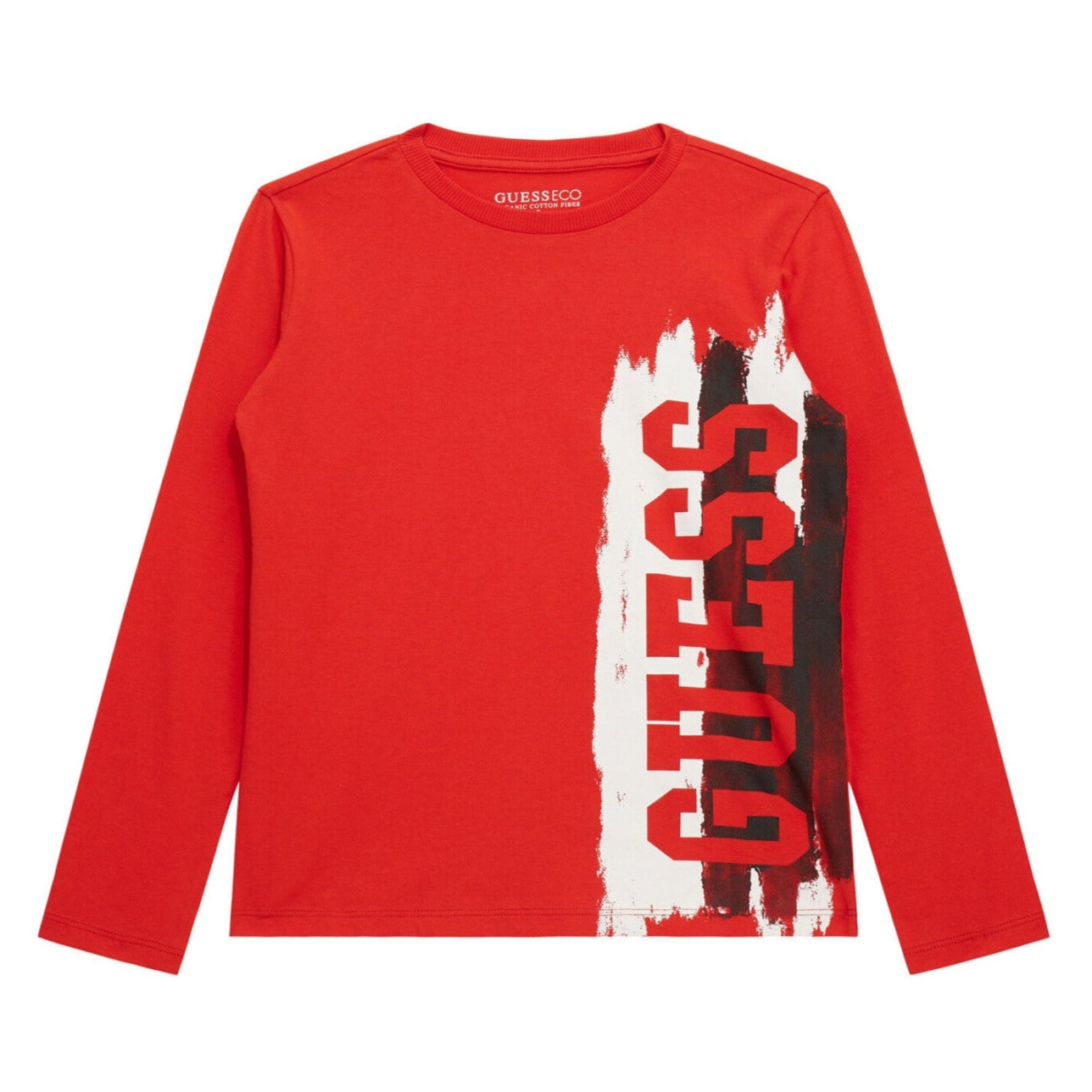 Maglia girocollo da ragazzo con stampa maxi logo lettering sul fianco