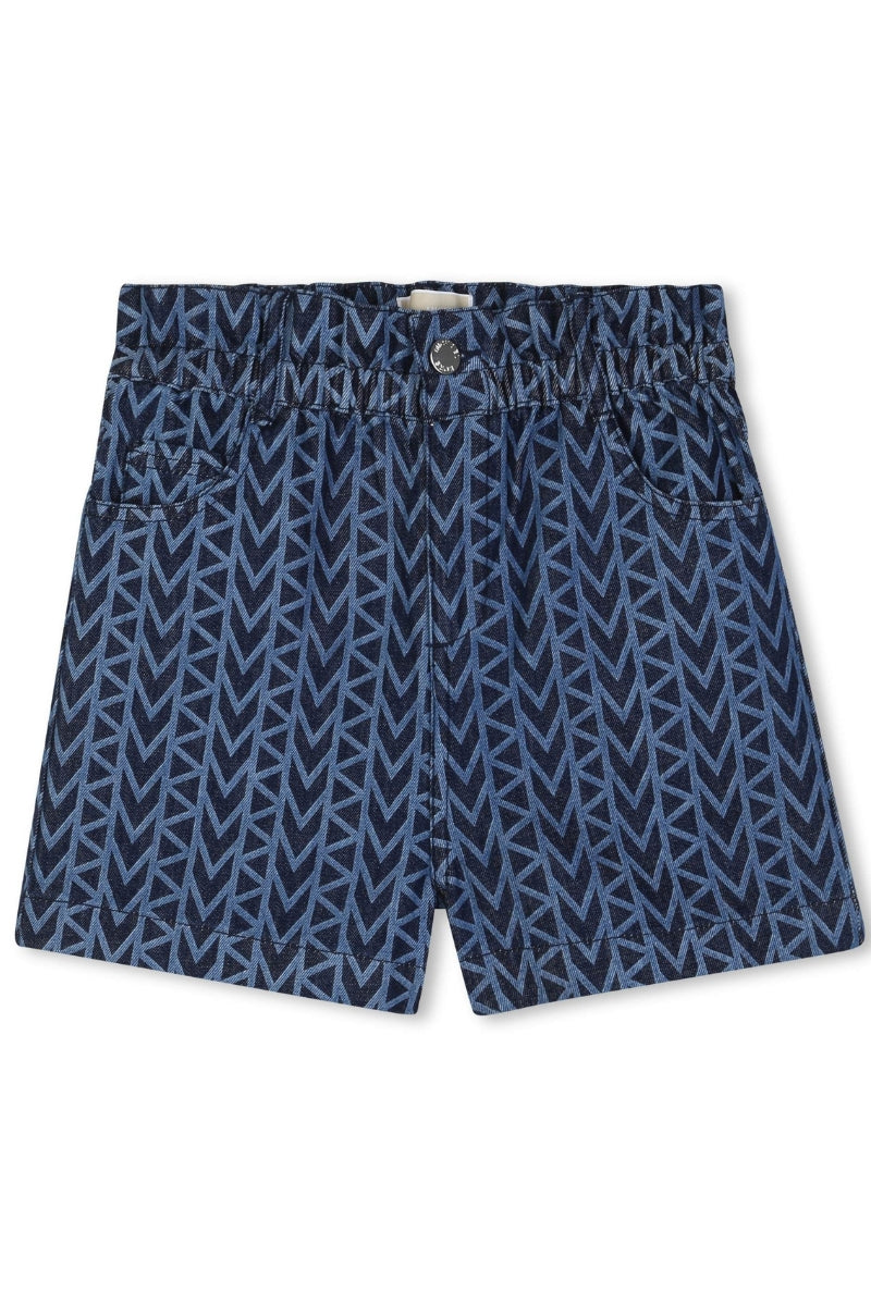 Shorts da bambina e ragazza in denim con dettagli geometrici stampati all over R30570/Z10
