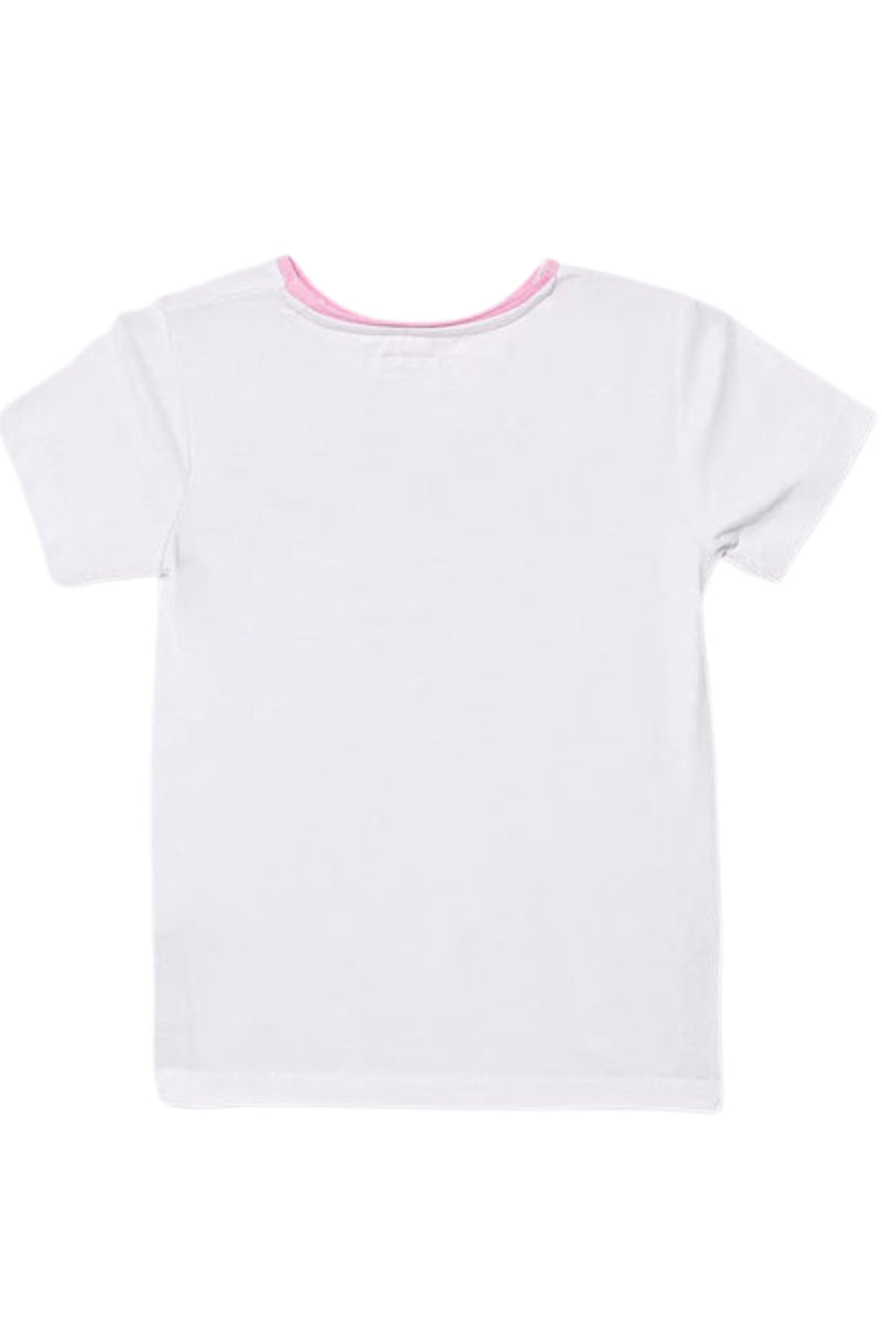 T-shirt da neonata e bambina con logo ricamato con paillettes K6RI11K6YW4