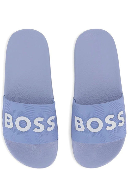 Ciabatte da ragazzo con logo lettering a contrasto colore J52799/881