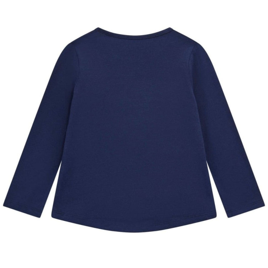 Maglia girocollo con stampa frontale logata con strass