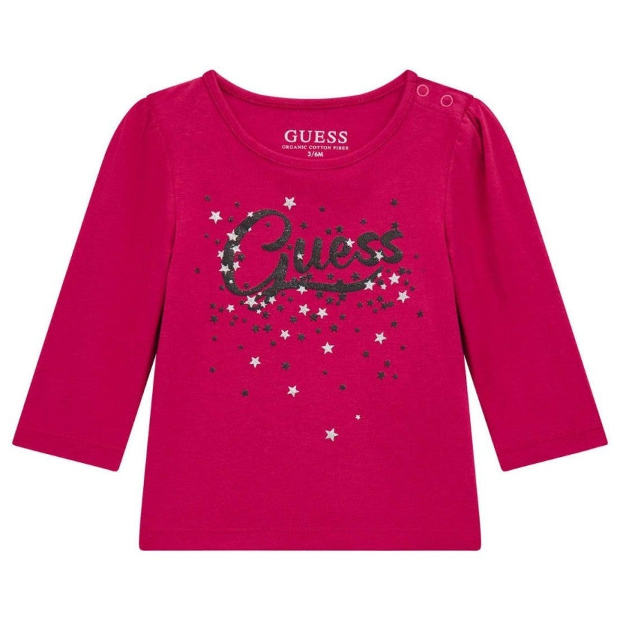 Maglia girocollo a maniche lunghe con stampa glitterata