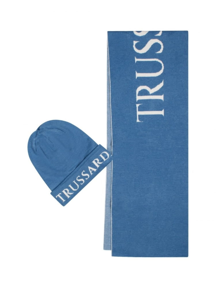 Cappello e sciarpa con maxi logo lettering