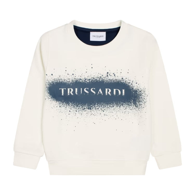 Felpa girocollo con stampa logata frontale