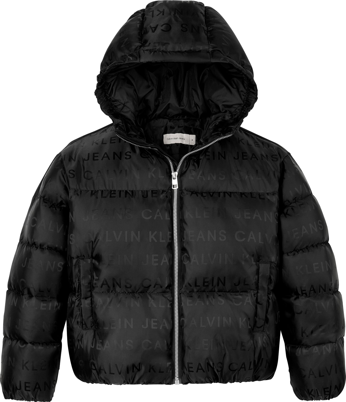 Giubbotto da ragazza con cappuccio e logo lettering all over