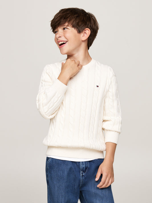 Maglione girocollo lavorato a trecce
