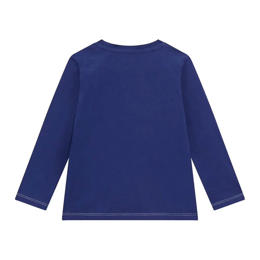 Maglia girocollo con stampa logata sul davanti e cuciture a contrasto