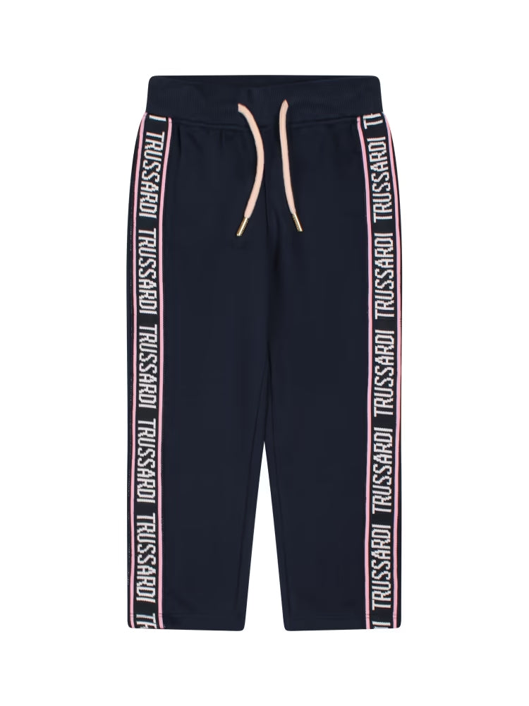 Pantaloni tuta da bambina con fascia con logo lettering ai lati